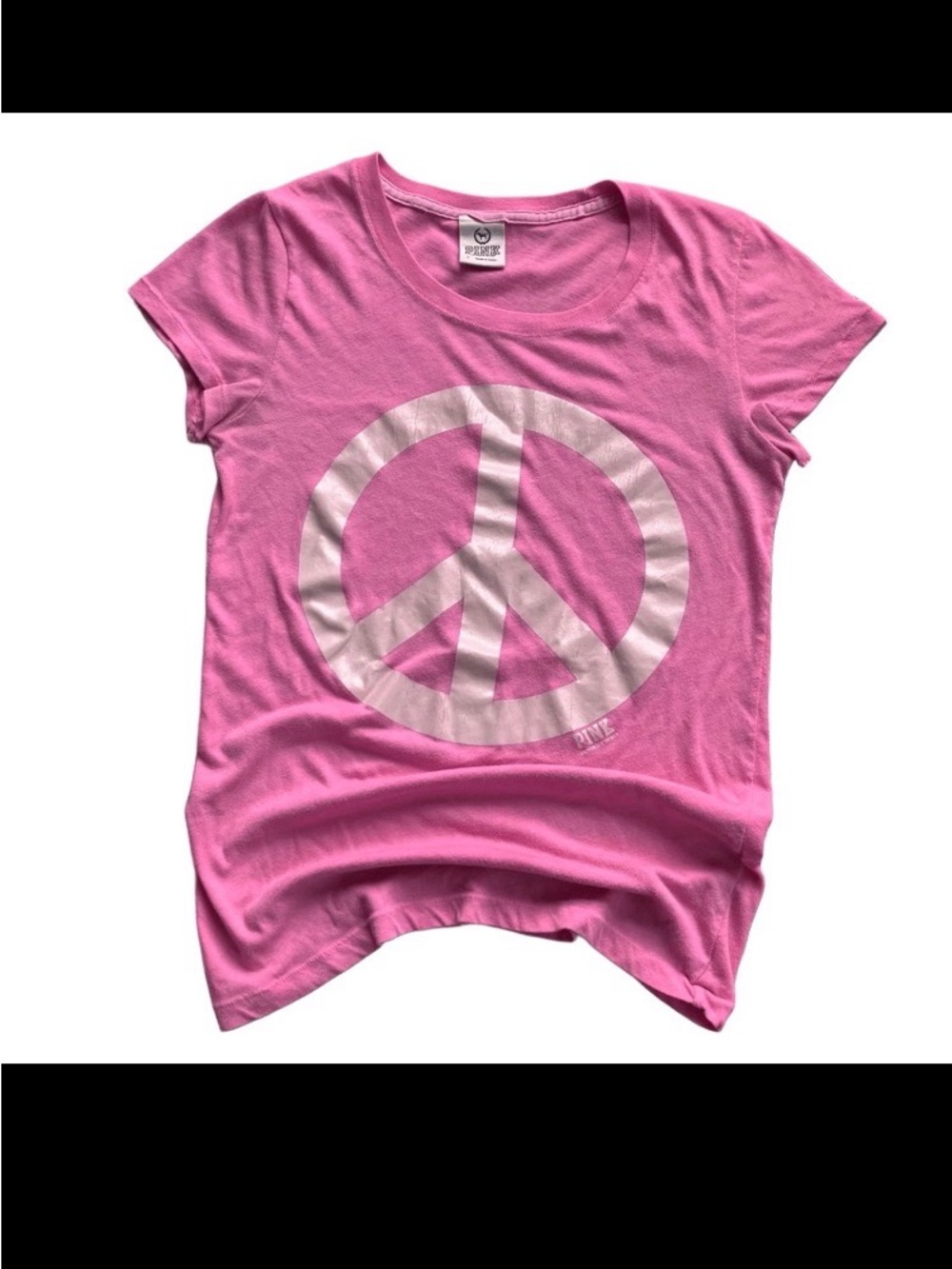 Victoria's Secret University Of Pink Shirt Womens S Peace Sign Distressed 2009